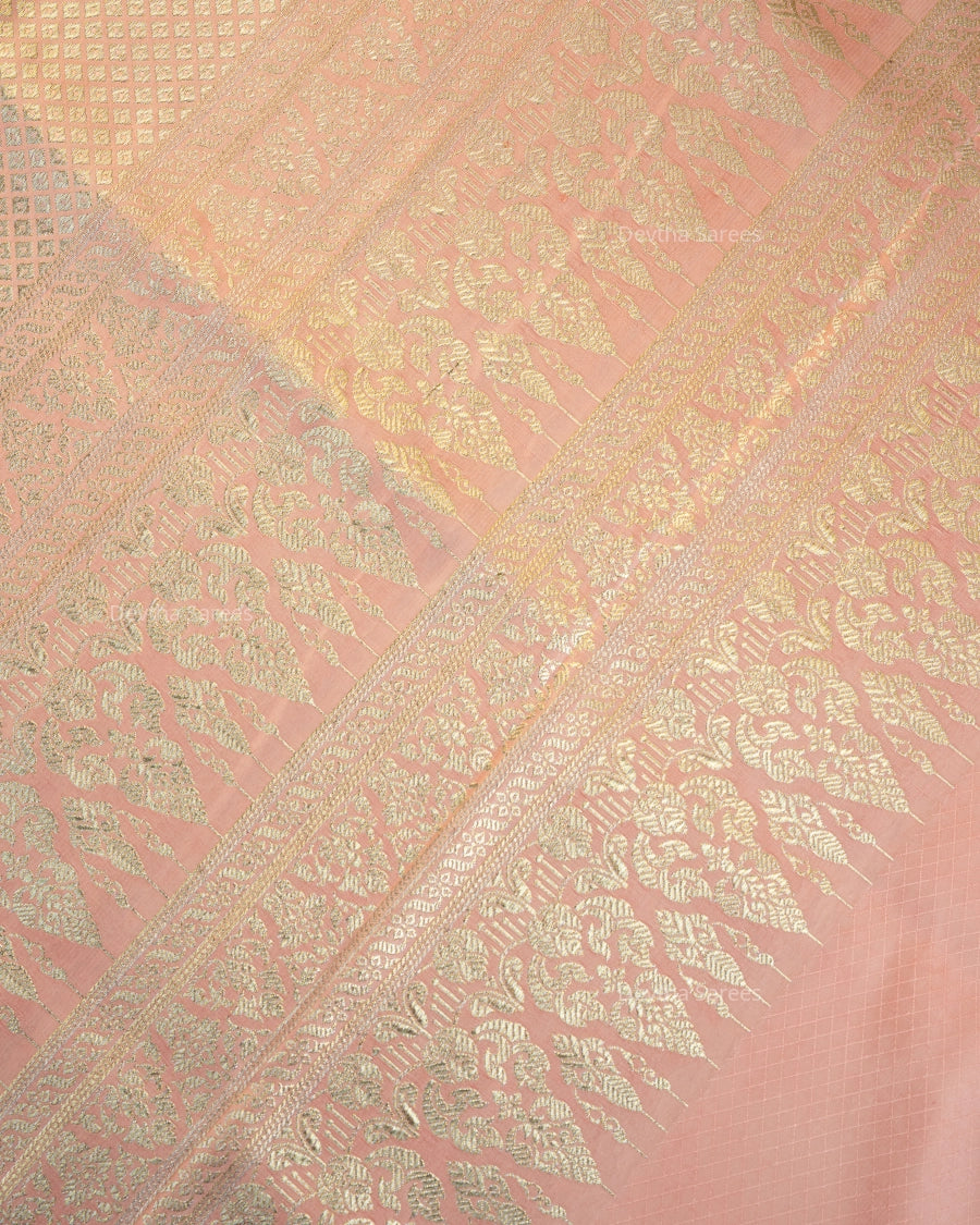 Pastel Pink Premium Banarasi Katan Brocade Silk Saree (D22)