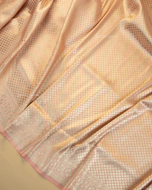 Pastel Pink Premium Banarasi Katan Brocade Silk Saree (D22)
