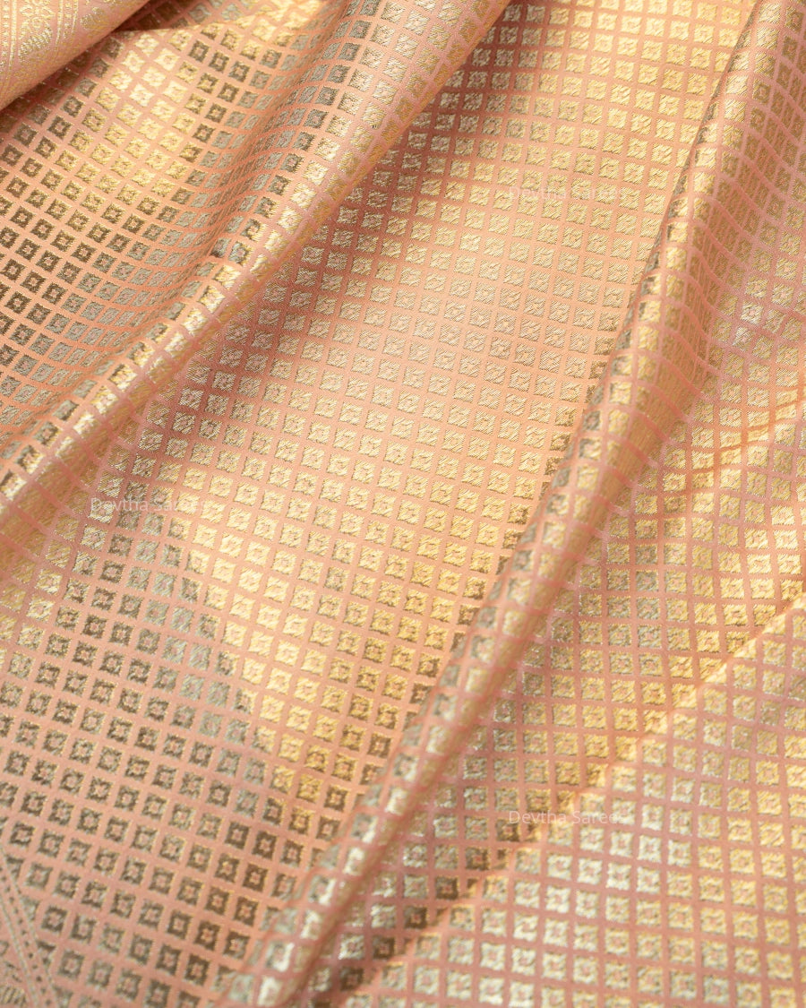 Pastel Pink Premium Banarasi Katan Brocade Silk Saree (D22)