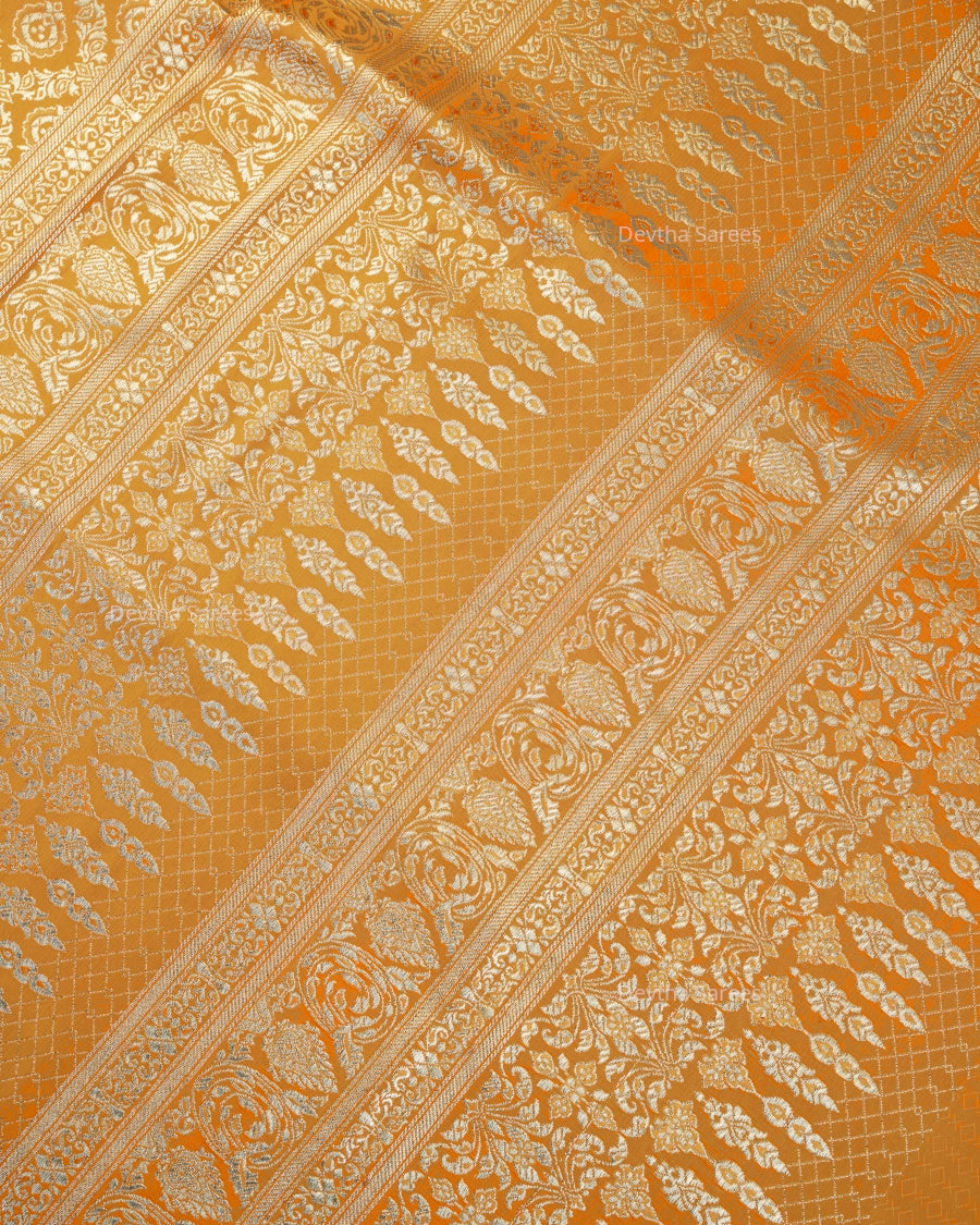 Orange Premium Banarasi Katan Brocade Silk Saree (D10)