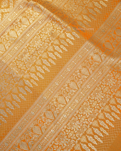 Orange Premium Banarasi Katan Brocade Silk Saree (D10)