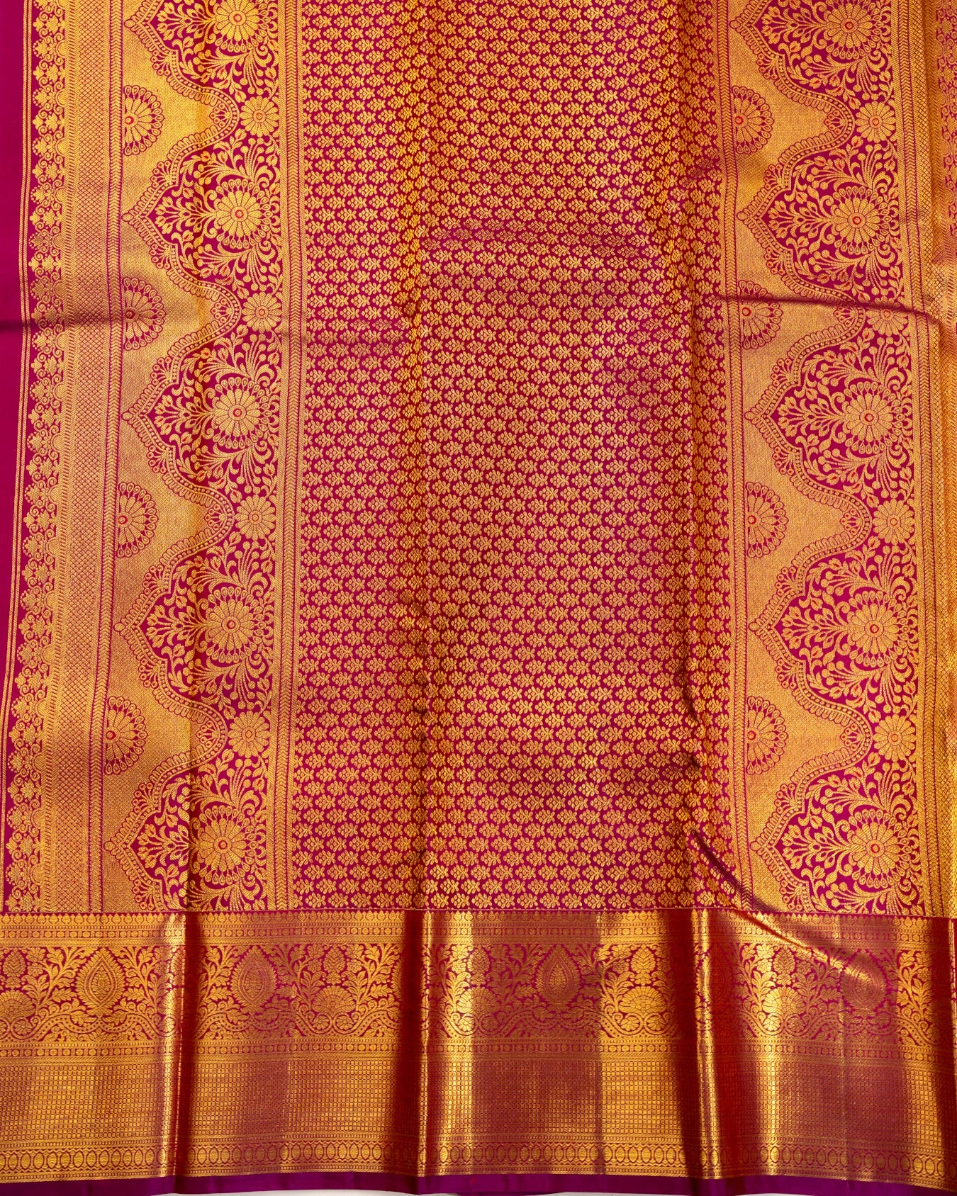 Pure Handloom Kanchipuram Silk Saree with Classic Floral Diamond Design