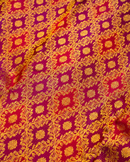 Pure Handloom Kanchipuram Silk Saree with Classic Floral Diamond Design