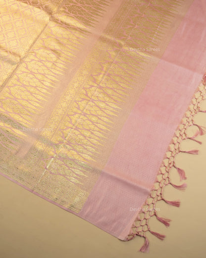 Pastel Pink Premium Banarasi Katan Brocade Silk Saree (D12)
