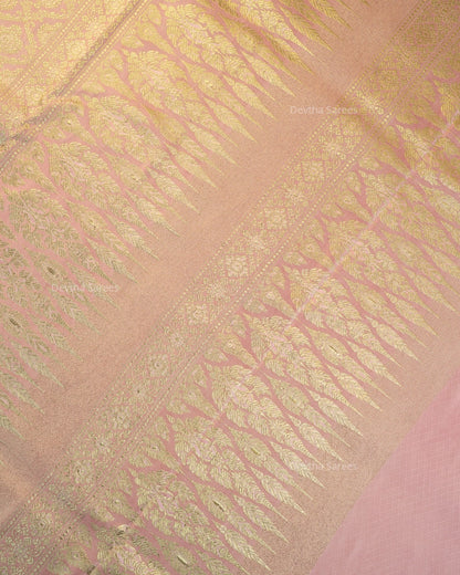 Pastel Pink Premium Banarasi Katan Brocade Silk Saree (D12)