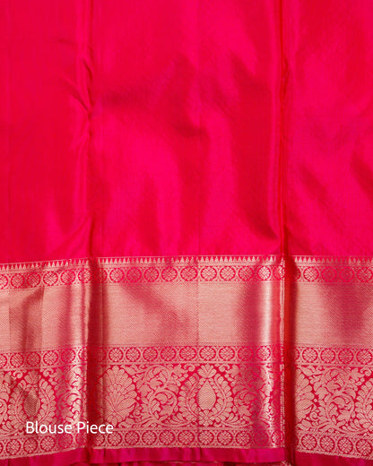Pure Handloom Kanchipuram Silk Saree with Floral Brocade and Double Border