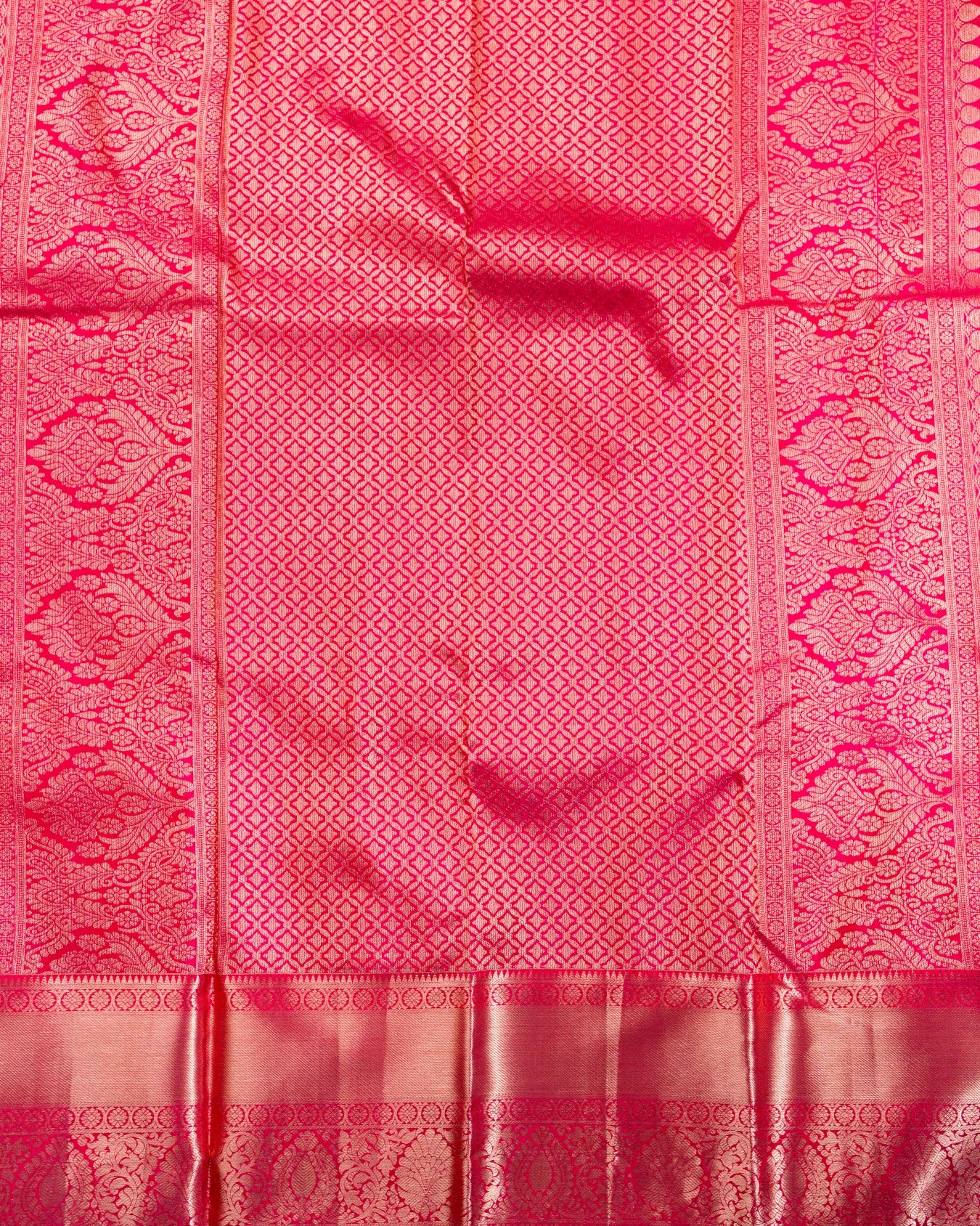 Pure Handloom Kanchipuram Silk Saree with Floral Brocade and Double Border