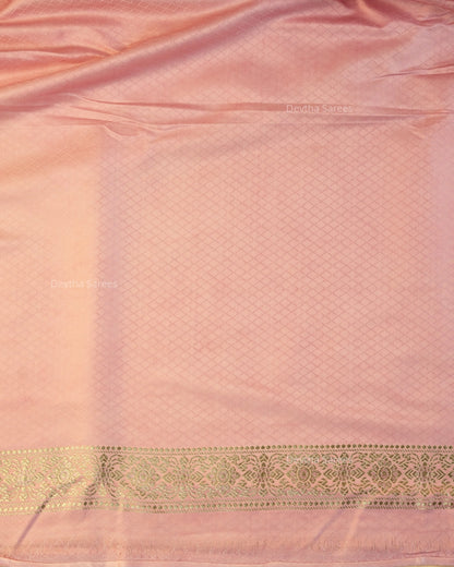 Pastel Pink Premium Banarasi Katan Brocade Silk Saree (D12)