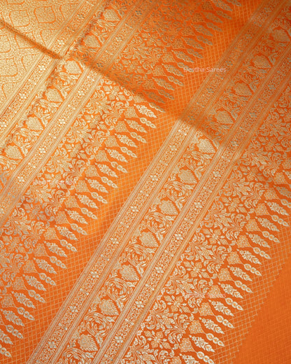 Orange Premium Banarasi Katan Brocade Silk Saree (D16)