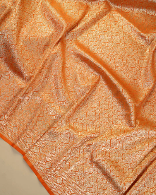 Orange Premium Banarasi Katan Brocade Silk Saree (D16)