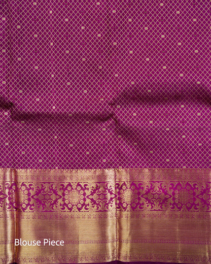 Pure Handloom Kanchipuram Silk Saree with Traditional Temple Wall Design
