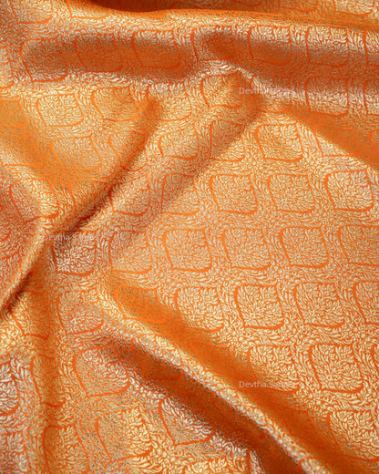 Orange Premium Banarasi Katan Brocade Silk Saree (D16)
