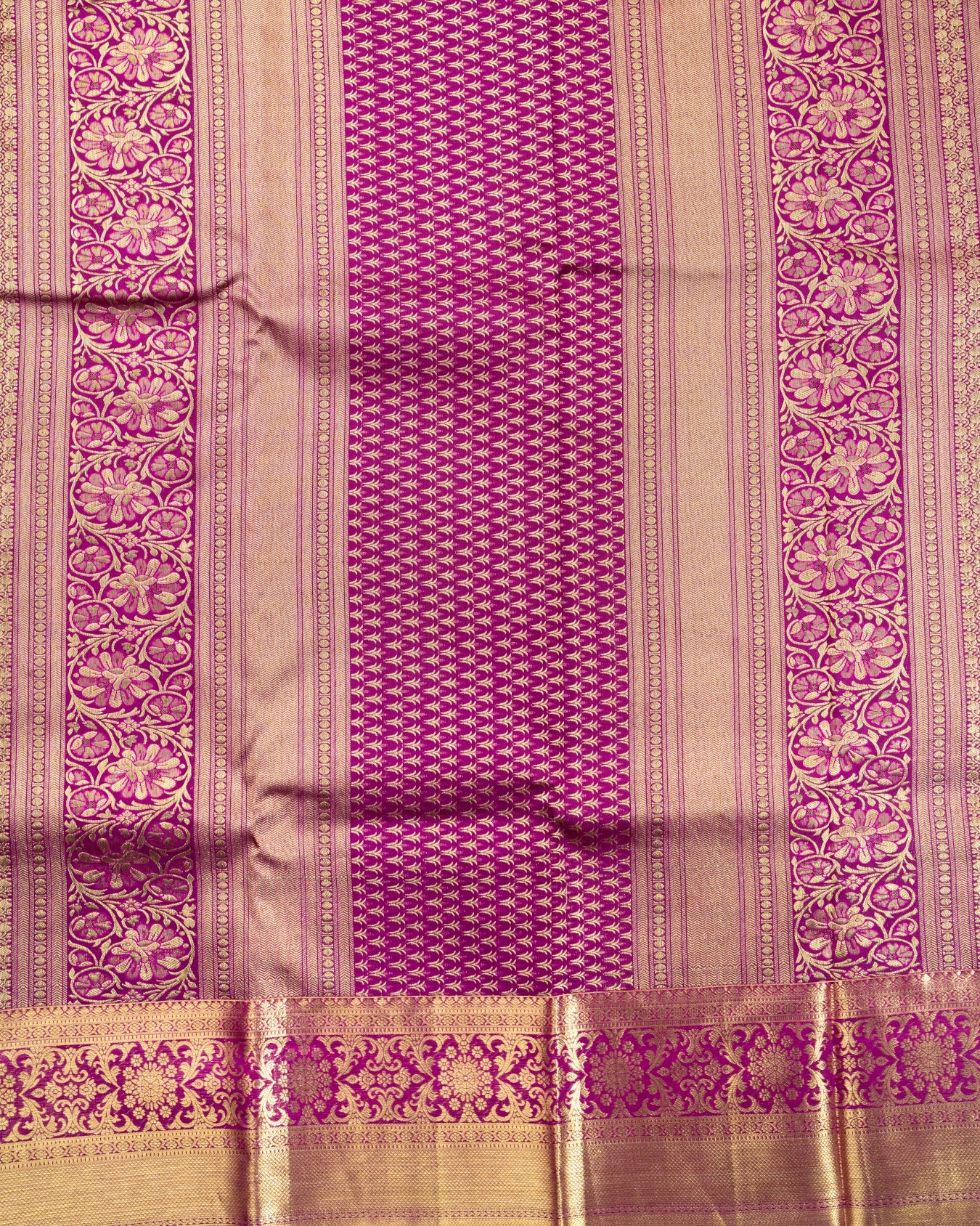 Pure Handloom Kanchipuram Silk Saree with Traditional Temple Wall Design