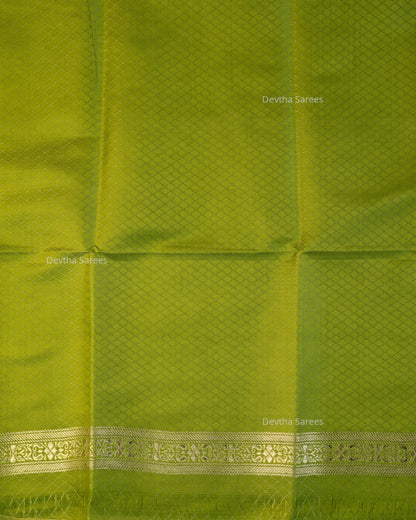 Olive Green Premium Banarasi Katan Brocade Silk Saree (D2)