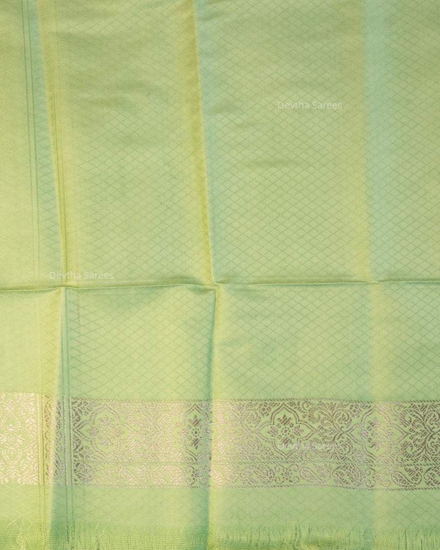 Pastel Sage Green Premium Banarasi Katan Brocade Silk Saree (D28)