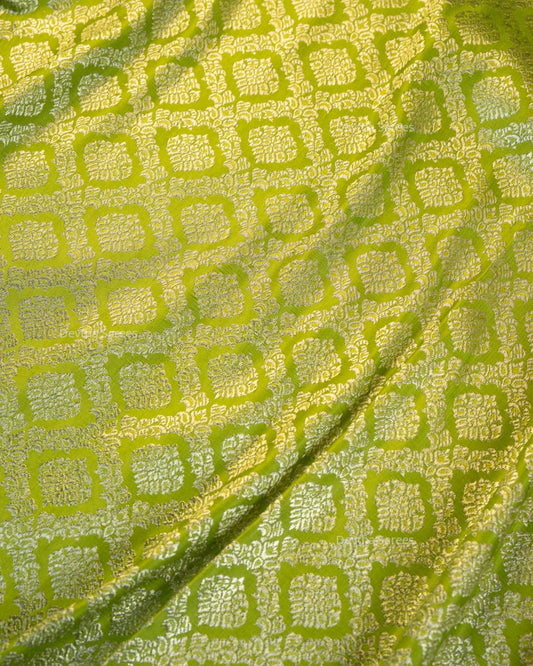 Olive Green Premium Banarasi Katan Brocade Silk Saree (D23)