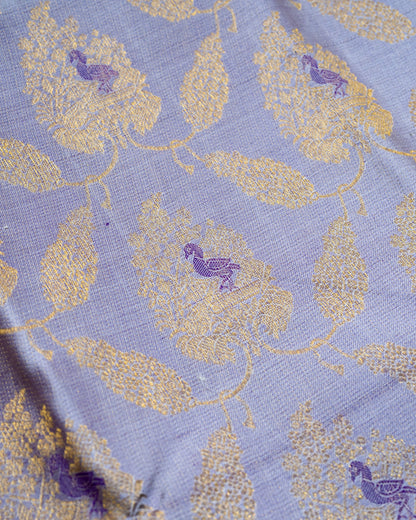 Pure Handloom Kanchipuram Silk Saree with Traditional Tree Leaves Pattern