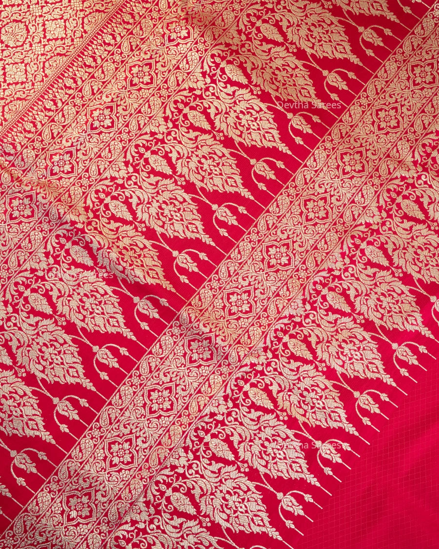 Rani Pink Premium Banarasi Katan Brocade Silk Saree (D27)