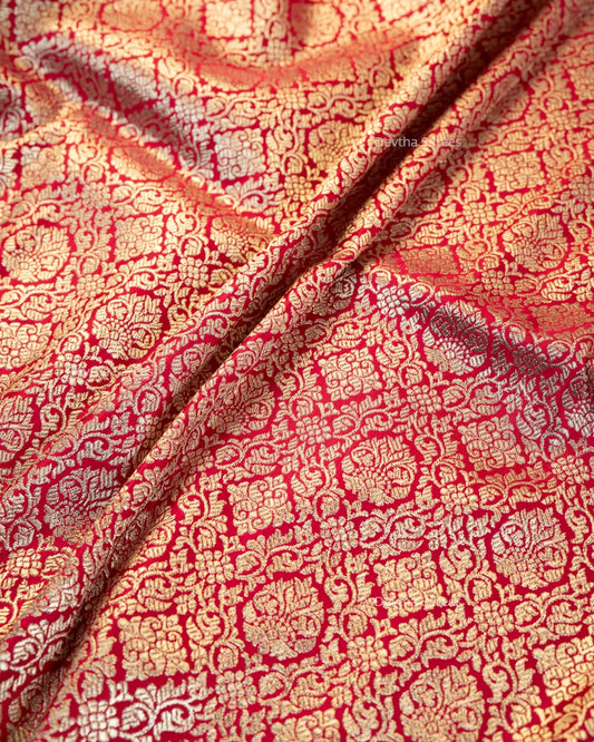 Rani Pink Premium Banarasi Katan Brocade Silk Saree (D27)