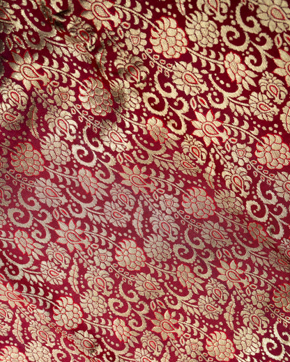 Pure Handloom Kanchipuram Silk Saree with Large Floral Bloom Brocade