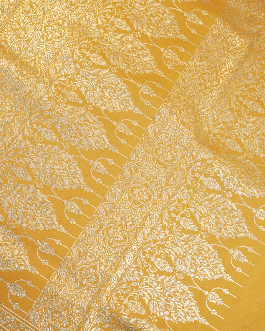 Yellow Premium Banarasi Katan Brocade Silk Saree (D27)