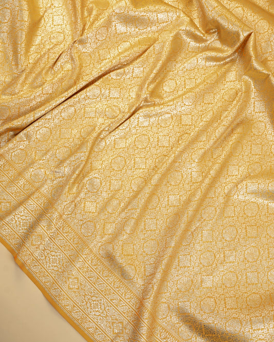 Yellow Premium Banarasi Katan Brocade Silk Saree (D27)