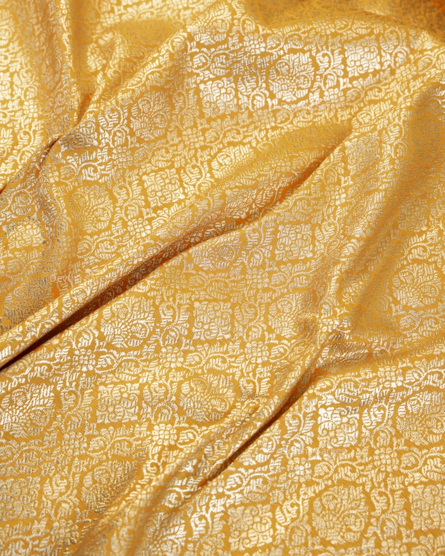 Yellow Premium Banarasi Katan Brocade Silk Saree (D27)