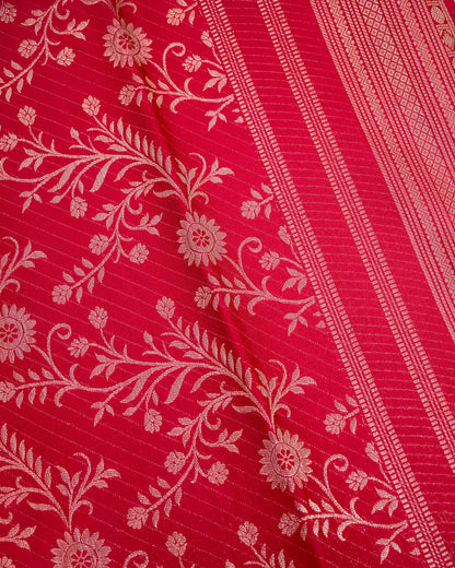 Pure Handloom Kanchipuram Silk Saree with Traditional Floral Jaal Brocade