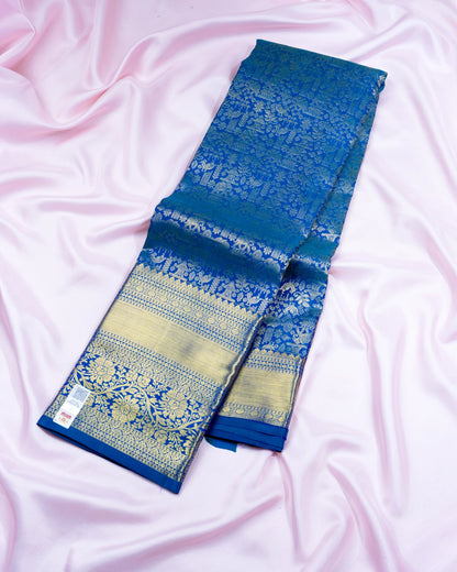 Pure Handloom Kanchipuram Silk Saree with Traditional Temple Wall Brocade