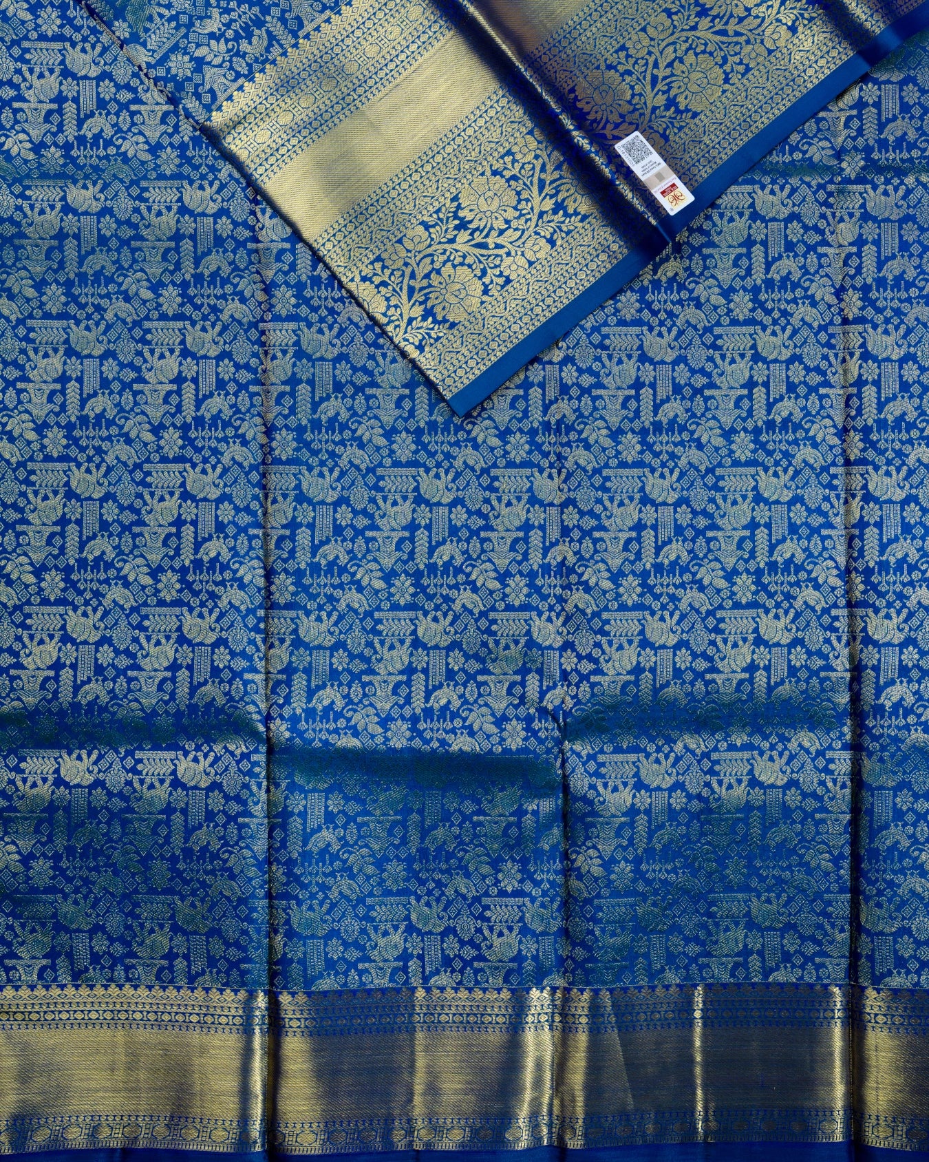 Pure Handloom Kanchipuram Silk Saree with Traditional Temple Wall Brocade