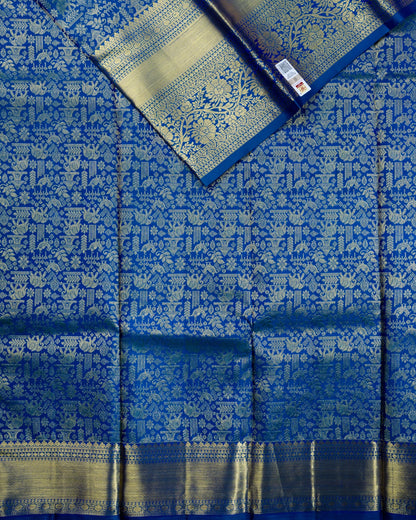 Pure Handloom Kanchipuram Silk Saree with Traditional Temple Wall Brocade
