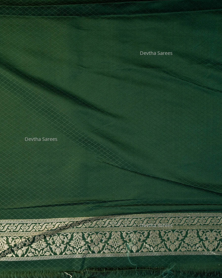 Bottle Green Premium Banarasi Katan Brocade Silk Saree (D3)