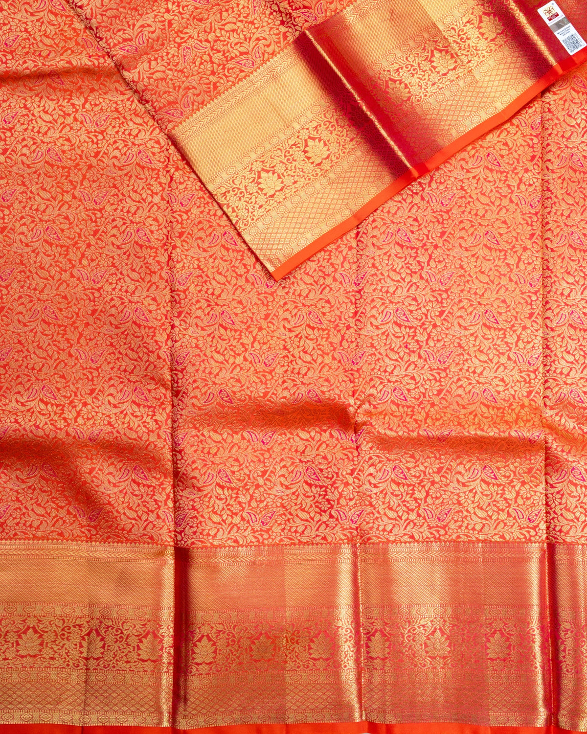 Pure Handloom Kanchipuram Silk Saree with Traditional Brocade Flowers