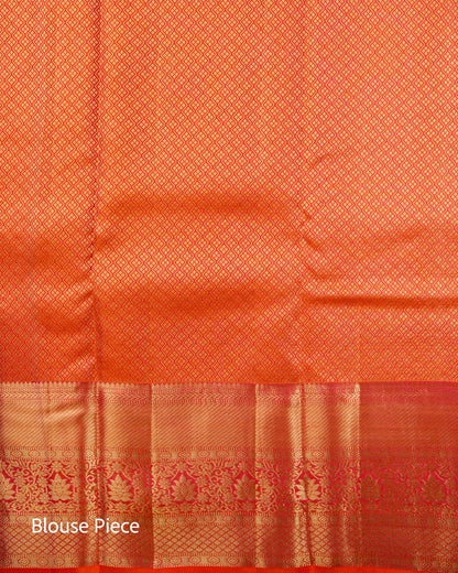 Pure Handloom Kanchipuram Silk Saree with Traditional Brocade Flowers