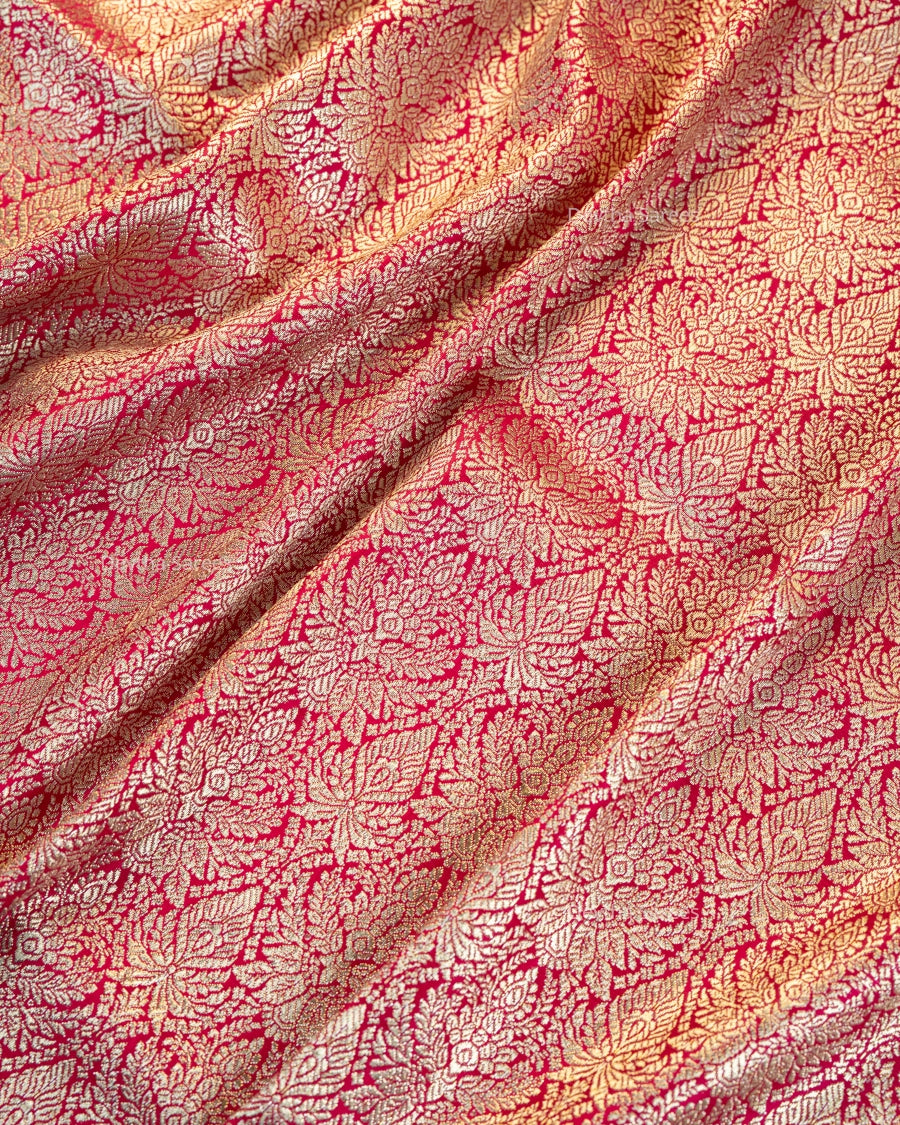 Rani Pink Premium Banarasi Katan Brocade Silk Saree (D28)