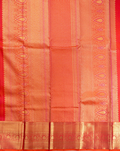 Pure Handloom Kanchipuram Silk Saree with Traditional Brocade Flowers