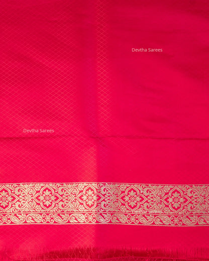 Rani Pink Premium Banarasi Katan Brocade Silk Saree (D28)