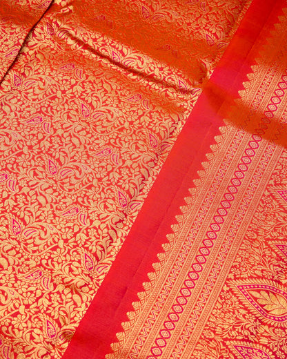Pure Handloom Kanchipuram Silk Saree with Traditional Brocade Flowers