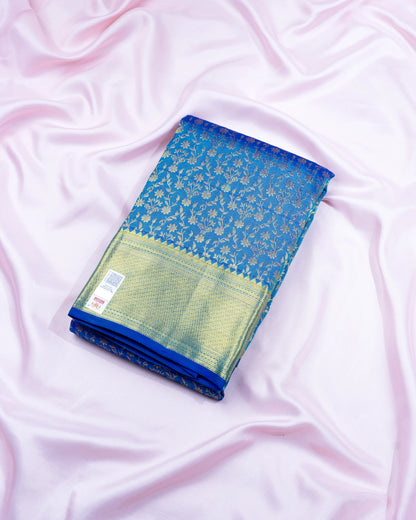 Pure Handloom Kanchipuram Silk Saree with Small Traditional Floral Brocade