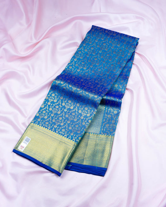 Pure Handloom Kanchipuram Silk Saree with Small Traditional Floral Brocade