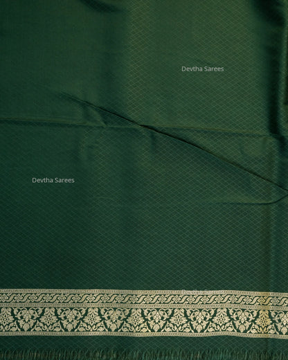 Bottle Green Premium Banarasi Katan Brocade Silk Saree (D11)
