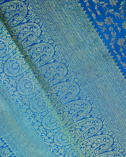 Pure Handloom Kanchipuram Silk Saree with Small Traditional Floral Brocade