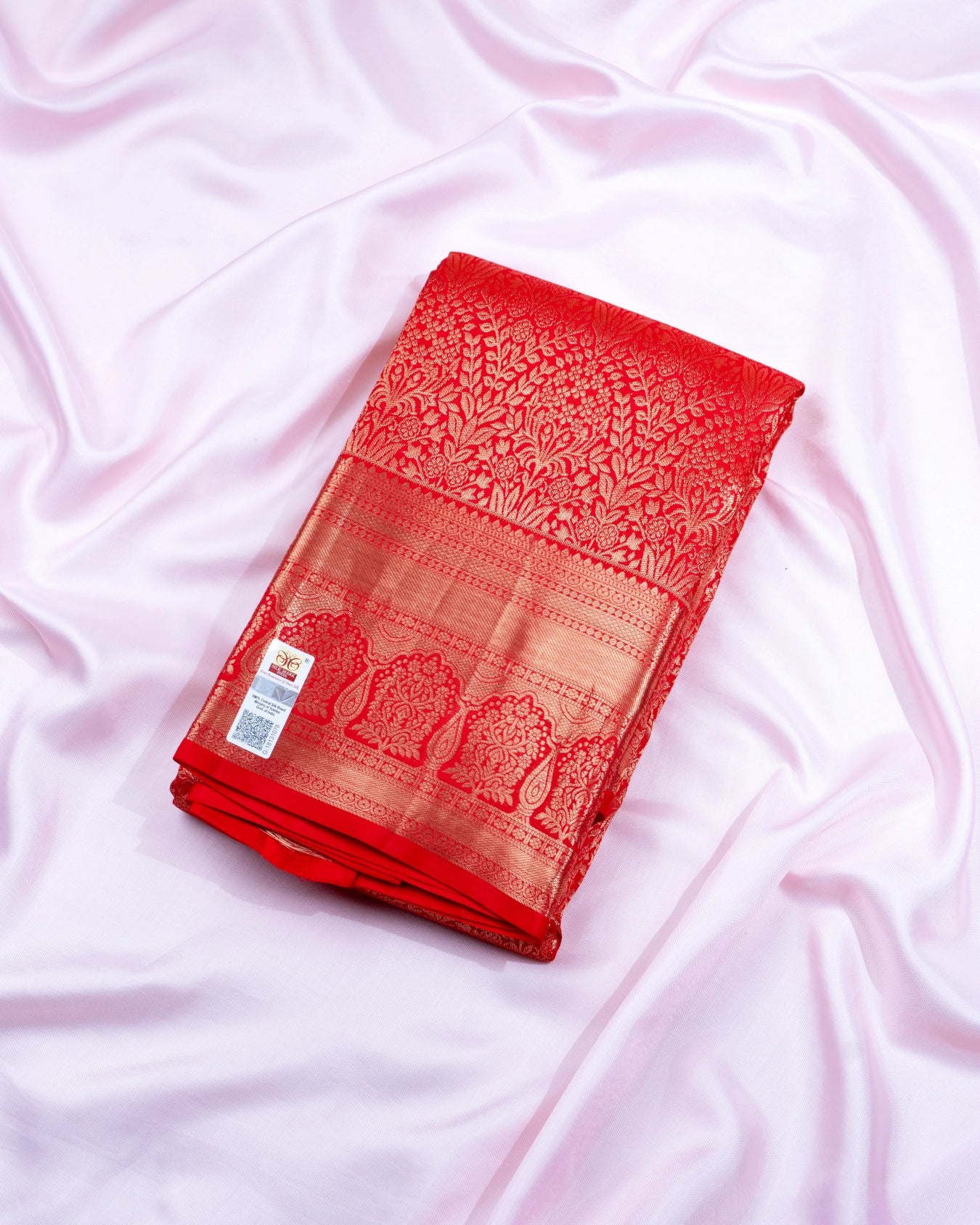 Pure Handloom Kanchipuram Silk Saree with Traditional Floral Arch Brocade