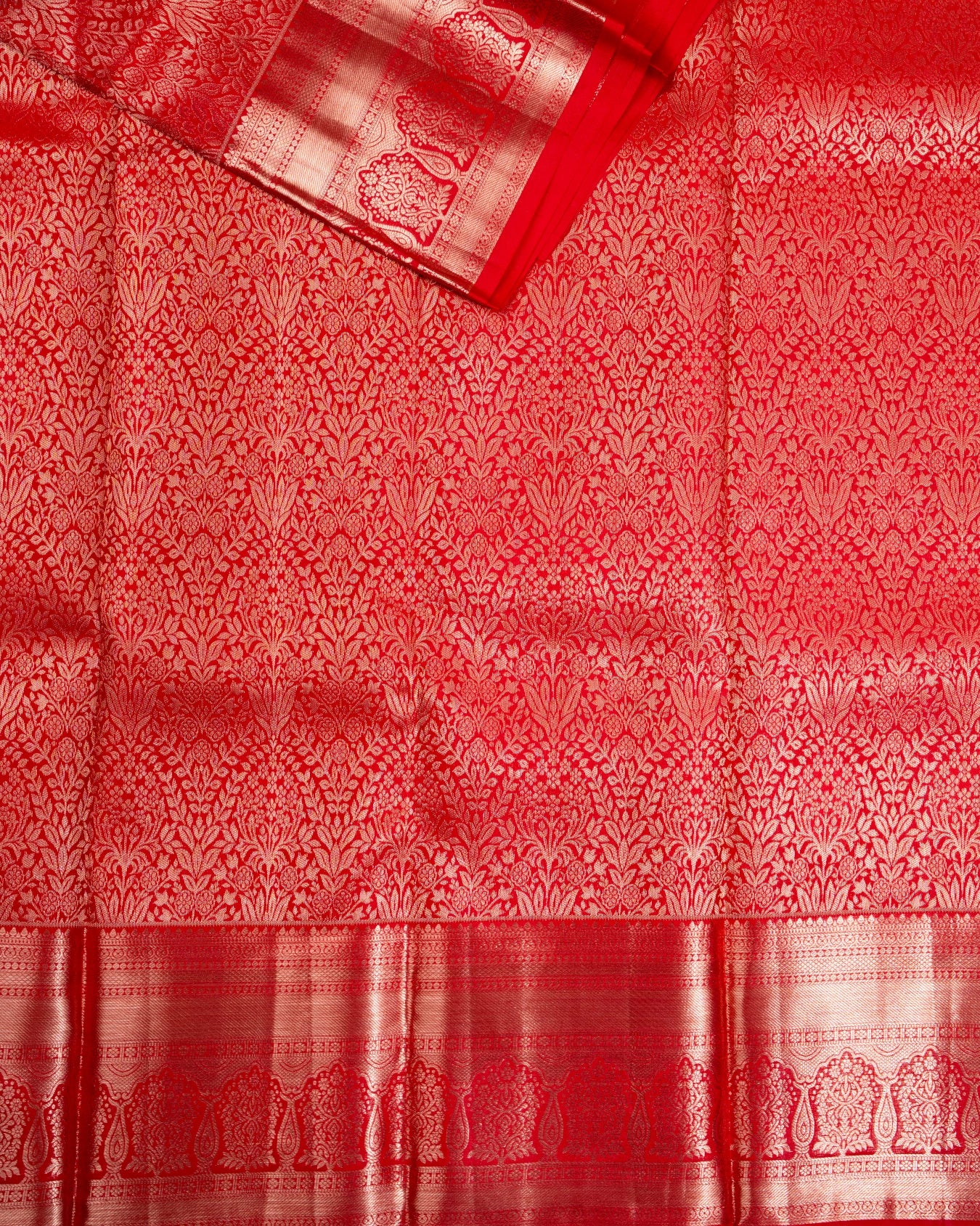 Pure Handloom Kanchipuram Silk Saree with Traditional Floral Arch Brocade