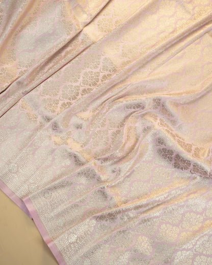 Pastel Pink Premium Banarasi Katan Brocade Silk Saree (D15)