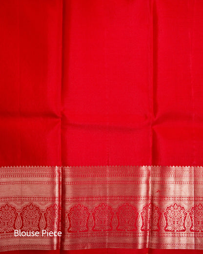 Pure Handloom Kanchipuram Silk Saree with Traditional Floral Arch Brocade