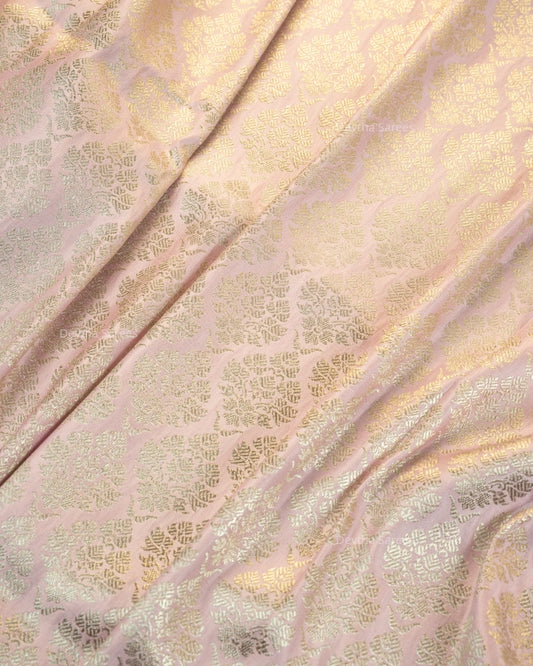 Pastel Pink Premium Banarasi Katan Brocade Silk Saree (D15)