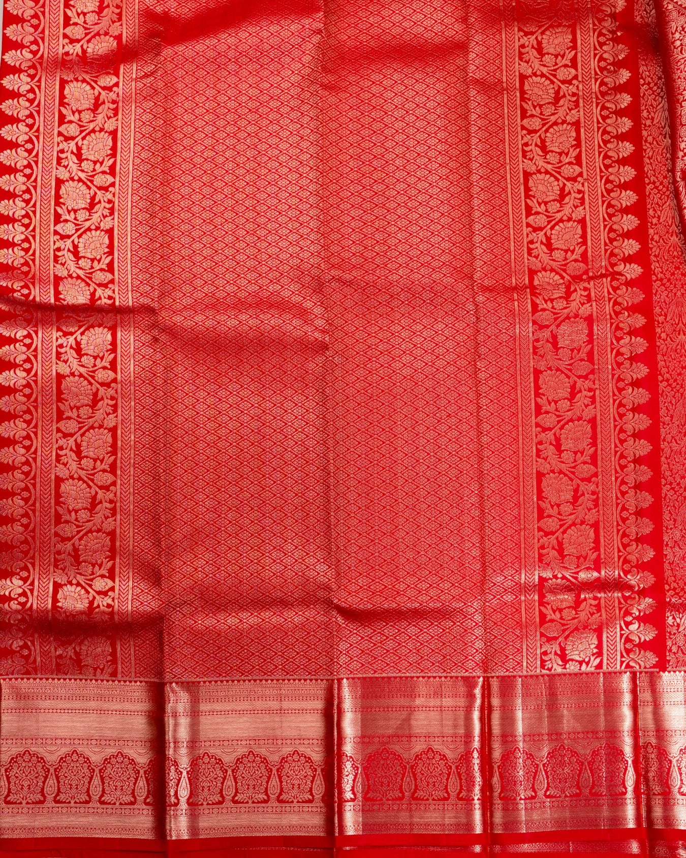 Pure Handloom Kanchipuram Silk Saree with Traditional Floral Arch Brocade