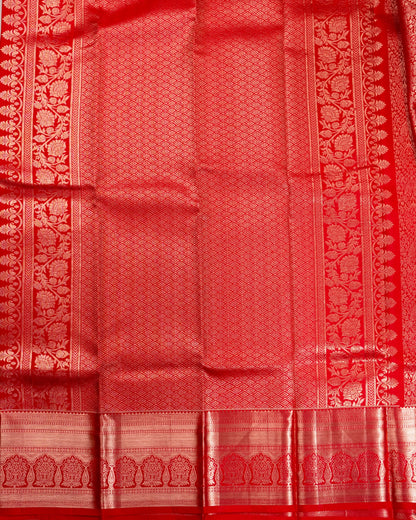Pure Handloom Kanchipuram Silk Saree with Traditional Floral Arch Brocade