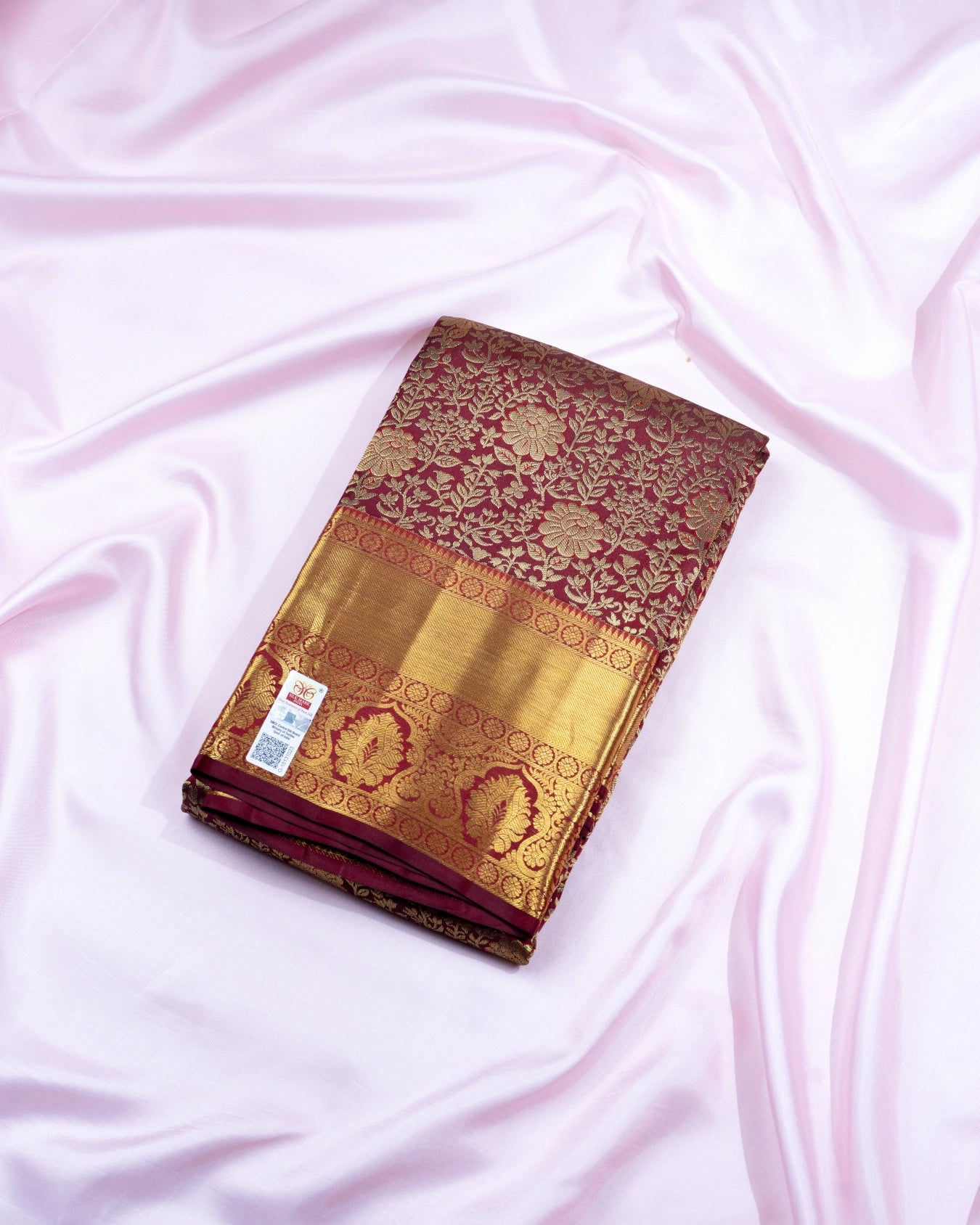 Pure Handloom Kanchipuram Silk Saree with Big Flower Brocade